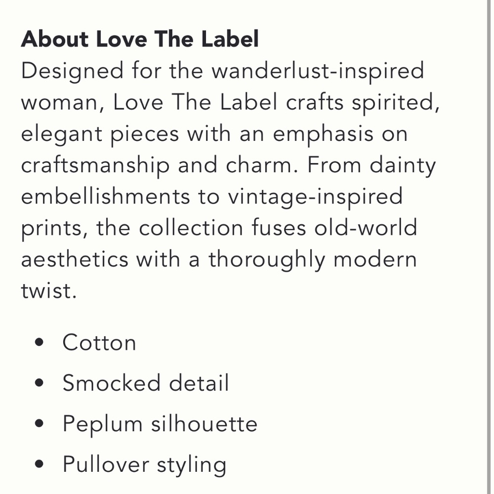 Love the Label Brand Smocked Peplum Navy Blouse Sz L - Picture 4 of 5